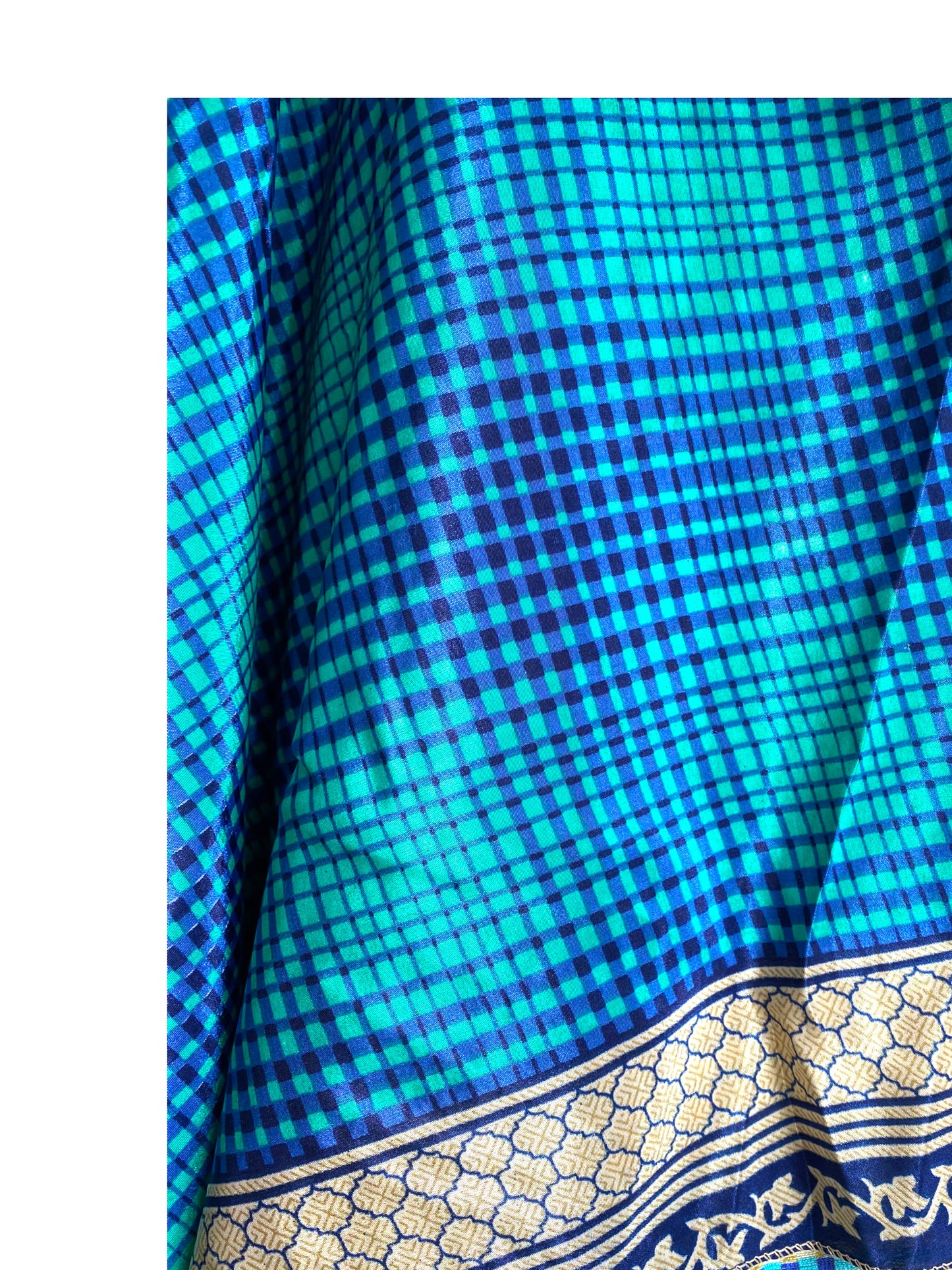 Wrap Skirt Vintage long Maxi Boho Hippy Sari Silk BLUE Festival summer UK 8-18