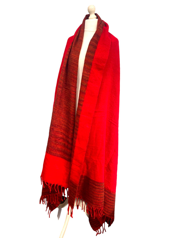 Festival Stall LTD Boho festival Clothing Shawl RED blanket PONCHO scarf wrap yoga meditation hippy boho pashmina fleece
