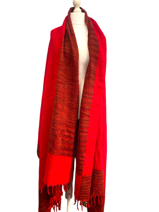 Festival Stall LTD Boho festival Clothing Shawl RED blanket PONCHO scarf wrap yoga meditation hippy boho pashmina fleece