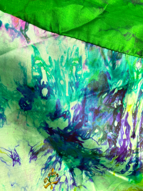 Festival summer Dress Sexy Boho Pixie SILK hanky hem GREEN Hippy gypsy sun 8-14