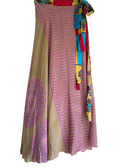 Festival Stall LTD Boho festival Clothing Wrap Skirt Vintage long Maxi Boho Hippy Sari Silk retro Festival summer UK 8 - 18