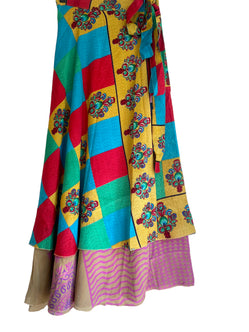 Festival Stall LTD Boho festival Clothing Wrap Skirt Vintage long Maxi Boho Hippy Sari Silk retro Festival summer UK 8 - 18