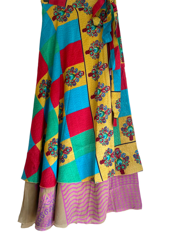 Festival Stall LTD Boho festival Clothing Wrap Skirt Vintage long Maxi Boho Hippy Sari Silk retro Festival summer UK 8 - 18