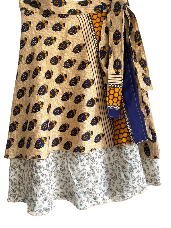 Festival Stall LTD Boho festival Clothing Wrap skirt Sari Silk Festival short Recycled vintage Boho Hippy summer UK 8 - 18