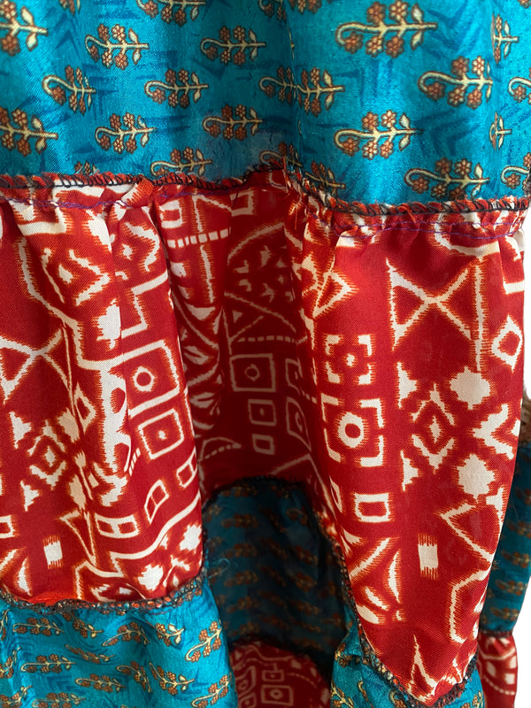 Long Summer Dress recycled Sari-Silk Boho Hippy Festival party outfit UK 8-12