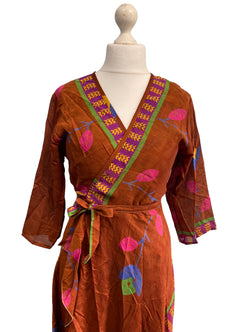 Festival Stall LTD Boho festival Clothing Long Wrap Dress pretty summer Boho hippy Festival maxi Sari - Silk UK 8 10 12 14