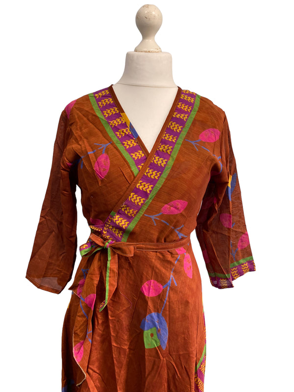 Festival Stall LTD Boho festival Clothing Long Wrap Dress pretty summer Boho hippy Festival maxi Sari - Silk UK 8 10 12 14