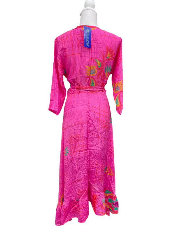 Festival Stall LTD Boho festival Clothing Long Wrap Dress pretty summer Boho hippy Festival maxi Sari - Silk UK 8 10 12 14