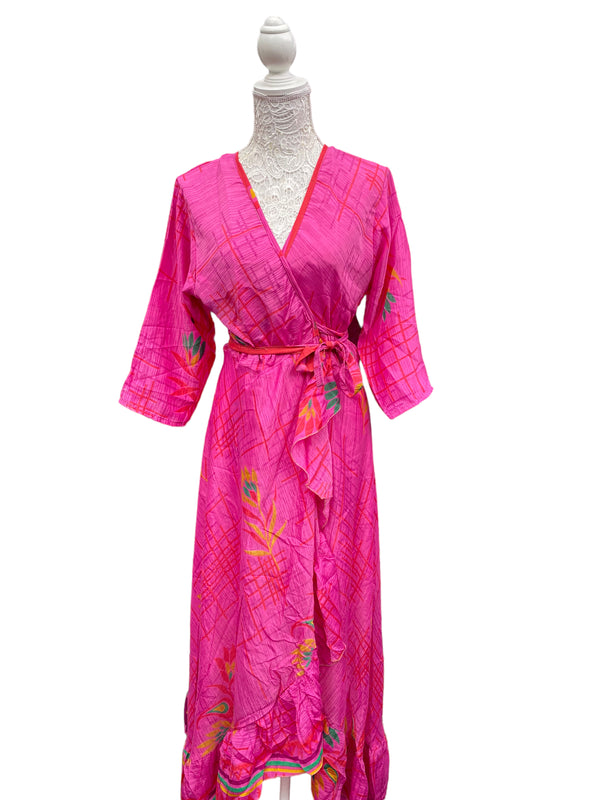 Festival Stall LTD Boho festival Clothing Long Wrap Dress pretty summer Boho hippy Festival maxi Sari - Silk UK 8 10 12 14