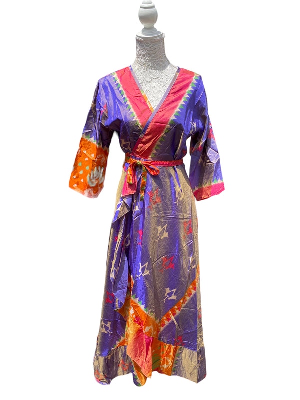 Festival Stall LTD Boho festival Clothing Long Wrap Dress pretty summer Boho hippy Festival maxi Sari - Silk UK 8 10 12 14