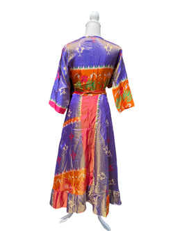 Festival Stall LTD Boho festival Clothing Long Wrap Dress pretty summer Boho hippy Festival maxi Sari - Silk UK 8 10 12 14