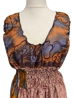 Festival Stall LTD Boho festival Clothing Long Summer Dress recycled Sari - Silk Boho Hippy Festival party outfit UK 8 - 12