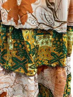 Long Summer Dress recycled Sari-Silk Boho Hippy Festival party outfit UK 8-12