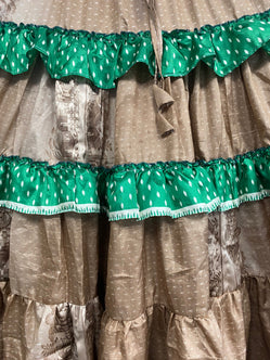 Golden Shimmer 25 yard circle SKIRT, Boho Gypsy Hippy Steampunk Festival party, Flamenco Belly Dance ATS Tribal fusion