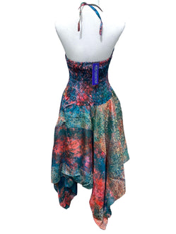 Festival summer Dress Sexy Boho Pixie SILK hanky hem PINK gypsy sun 8-16