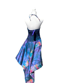 Festival summer Dress Sexy Boho Pixie SILK hanky hem Purple Pink gypsy sun 8-16