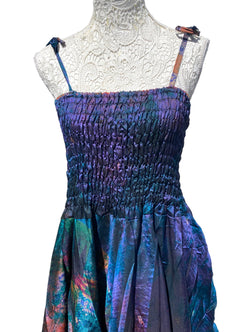 Festival summer Dress Sexy Boho Pixie SILK hanky hem Purple Pink gypsy sun 8-16