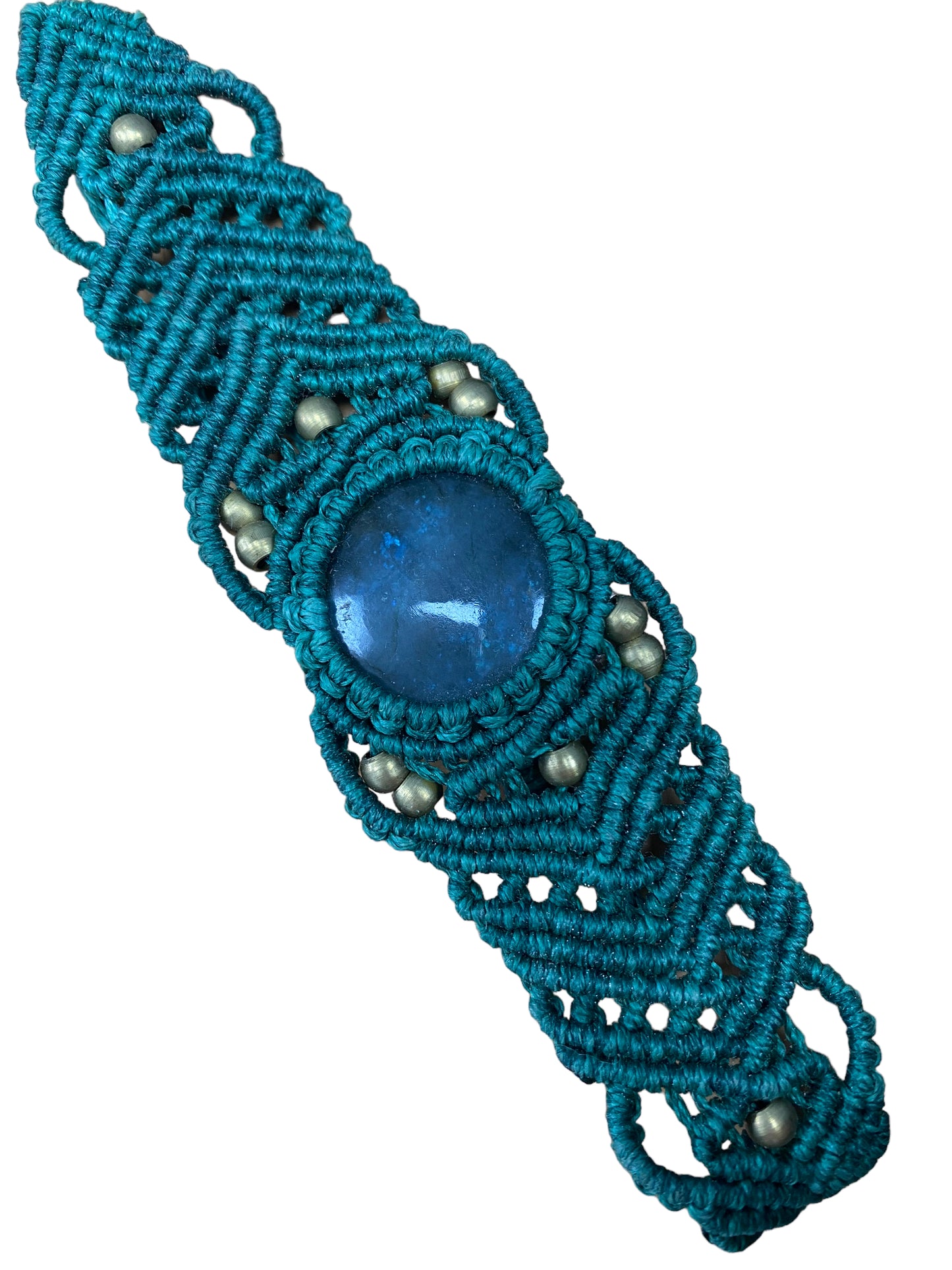 Macrame knot Bracelet Green LABRADORITE, cuff bangle in Waxed cotton hand knotted CRYSTAL Boho Yoga hippy