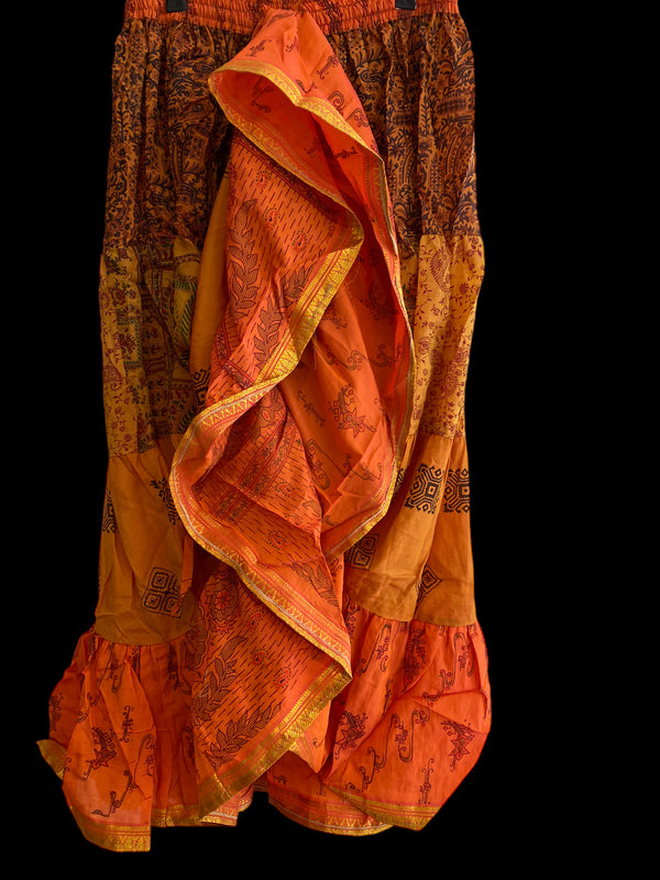 Festival Stall LTD Boho festival Clothing Sunglow Anna PINK Glow Skirt - Size S - M - L adjustable waist, 25 ft , ATS, Silk Full Circle Skirt, Boho, Cosplay, Steampunk