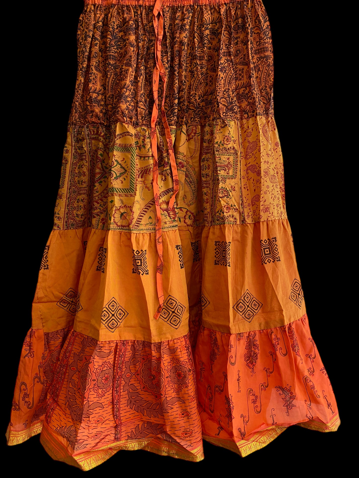 Festival Stall LTD Boho festival Clothing Sunglow Anna PINK Glow Skirt - Size S - M - L adjustable waist, 25 ft , ATS, Silk Full Circle Skirt, Boho, Cosplay, Steampunk