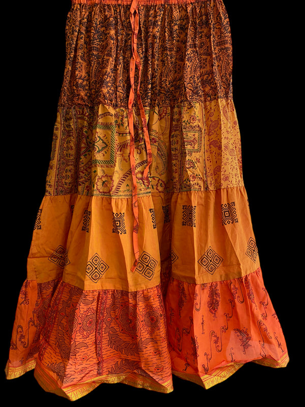 Festival Stall LTD Boho festival Clothing Sunglow Anna PINK Glow Skirt - Size S - M - L adjustable waist, 25 ft , ATS, Silk Full Circle Skirt, Boho, Cosplay, Steampunk