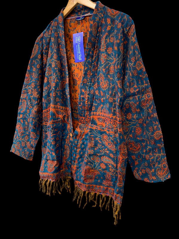 JACKET coat cardigan Boho Hippy Festival winter warm tassel ONE SIZE 8-16 gift