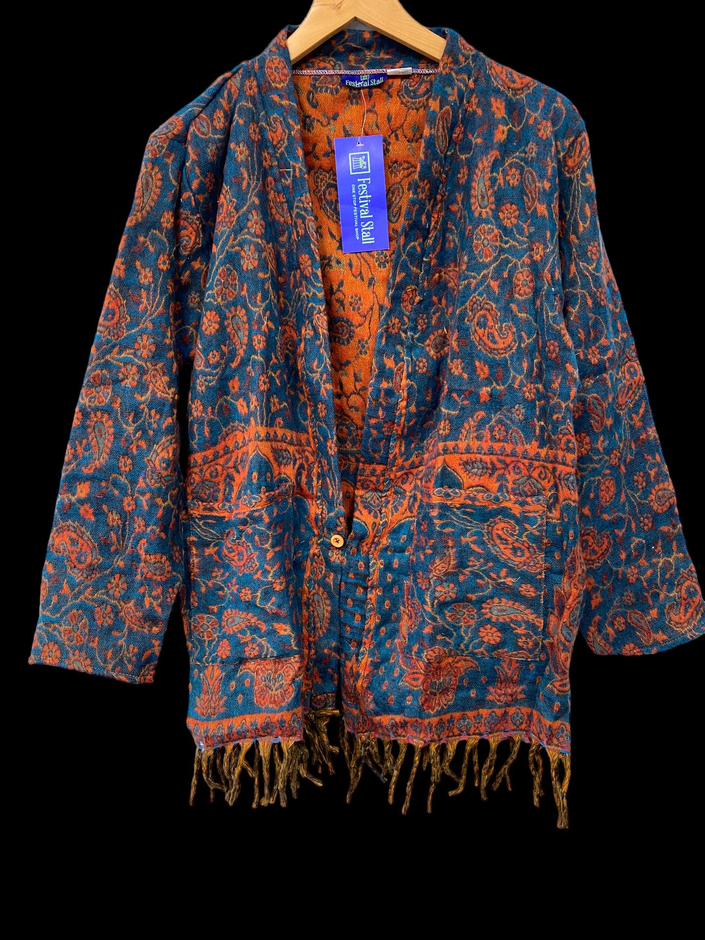 JACKET coat cardigan Boho Hippy Festival winter warm tassel ONE SIZE 8-16 gift