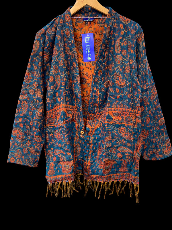 JACKET coat cardigan Boho Hippy Festival winter warm tassel ONE SIZE 8-16 gift