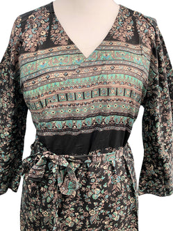 Festival Stall LTD Boho festival Clothing WRAP DRESS pretty Vintage Bell Sleeve Sari Silk Boho Hippy Festival party 14 - 20