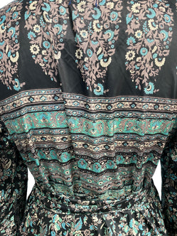 Festival Stall LTD Boho festival Clothing WRAP DRESS pretty Vintage Bell Sleeve Sari Silk Boho Hippy Festival party 14 - 20