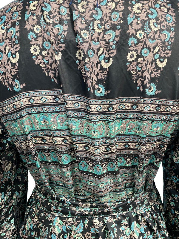 Festival Stall LTD Boho festival Clothing WRAP DRESS pretty Vintage Bell Sleeve Sari Silk Boho Hippy Festival party 14 - 20