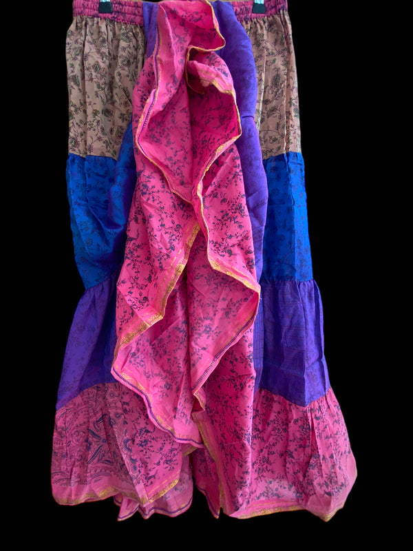 Kelsey Glow Skirt - Size S-M-L adjustable waist, 25 ft, ATS, Silk Full Circle Skirt, Boho, Cosplay, Steampunk