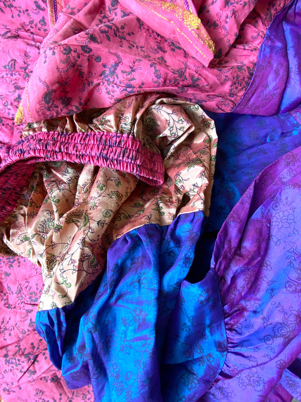 Kelsey Glow Skirt - Size S-M-L adjustable waist, 25 ft, ATS, Silk Full Circle Skirt, Boho, Cosplay, Steampunk