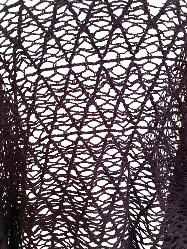 Dark Purple Crotchet Shawl pashmia wrap scarf, Boho hippy goth style, Super soft, warm winter gift idea, mums gift