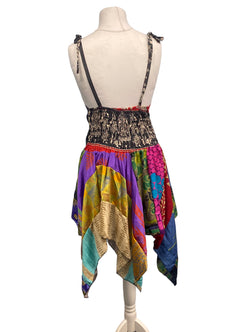 Festival Stall LTD Boho festival Clothing Pixie Festival Sun Dress summer beach recycled Sari silk hippy A B cup UK 8 - 12
