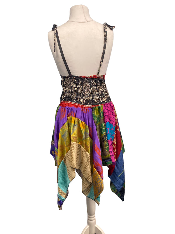 Festival Stall LTD Boho festival Clothing Pixie Festival Sun Dress summer beach recycled Sari silk hippy A B cup UK 8 - 12