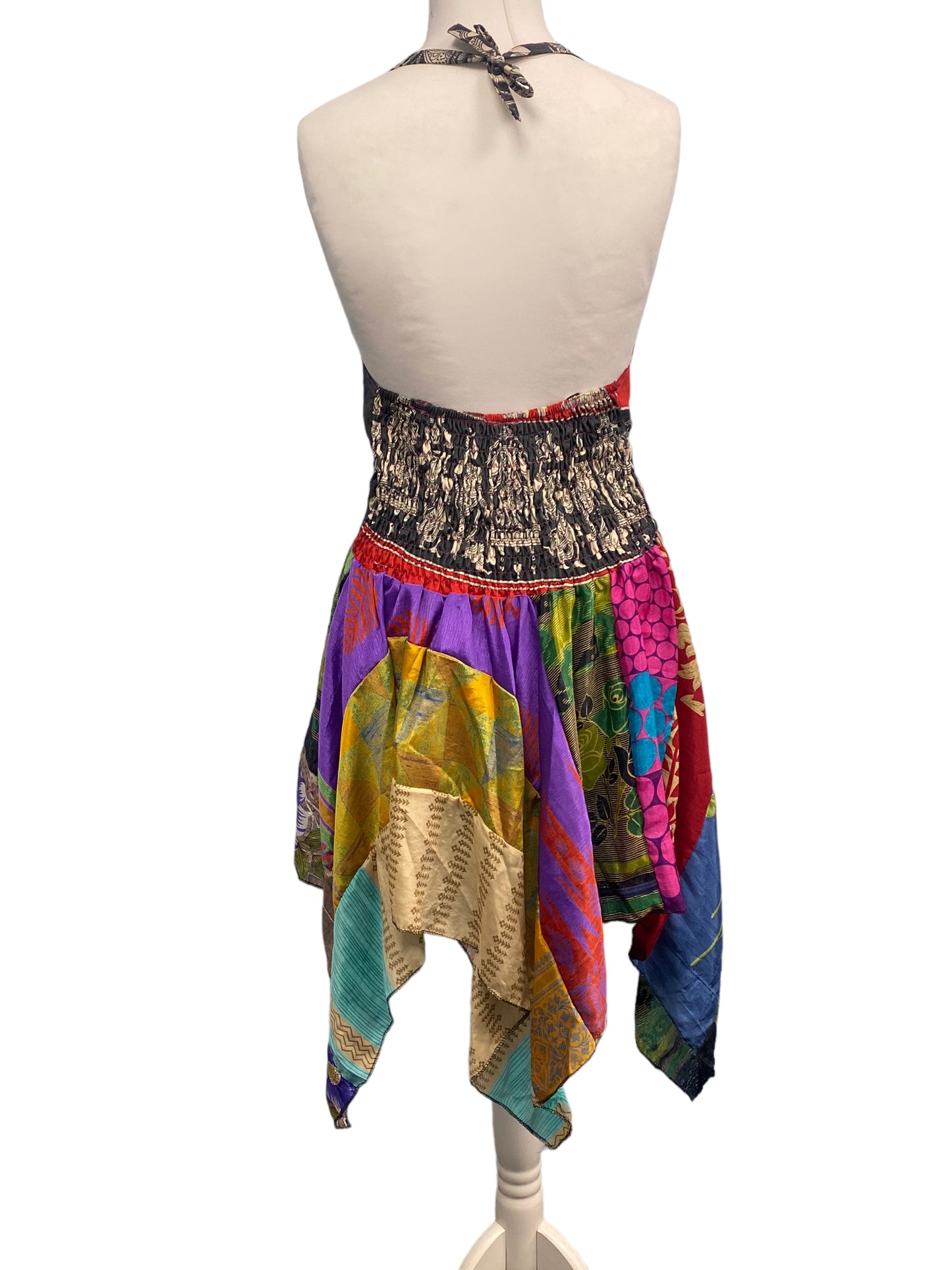 Festival Stall LTD Boho festival Clothing Pixie Festival Sun Dress summer beach recycled Sari silk hippy A B cup UK 8 - 12