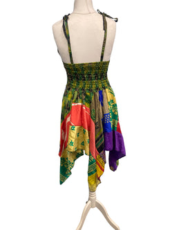 Festival Stall LTD Boho festival Clothing Pixie Festival Sun Dress summer beach recycled Sari silk hippy A B cup UK 8 - 12