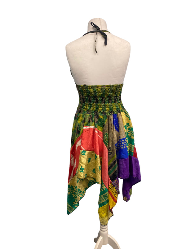 Festival Stall LTD Boho festival Clothing Pixie Festival Sun Dress summer beach recycled Sari silk hippy A B cup UK 8 - 12