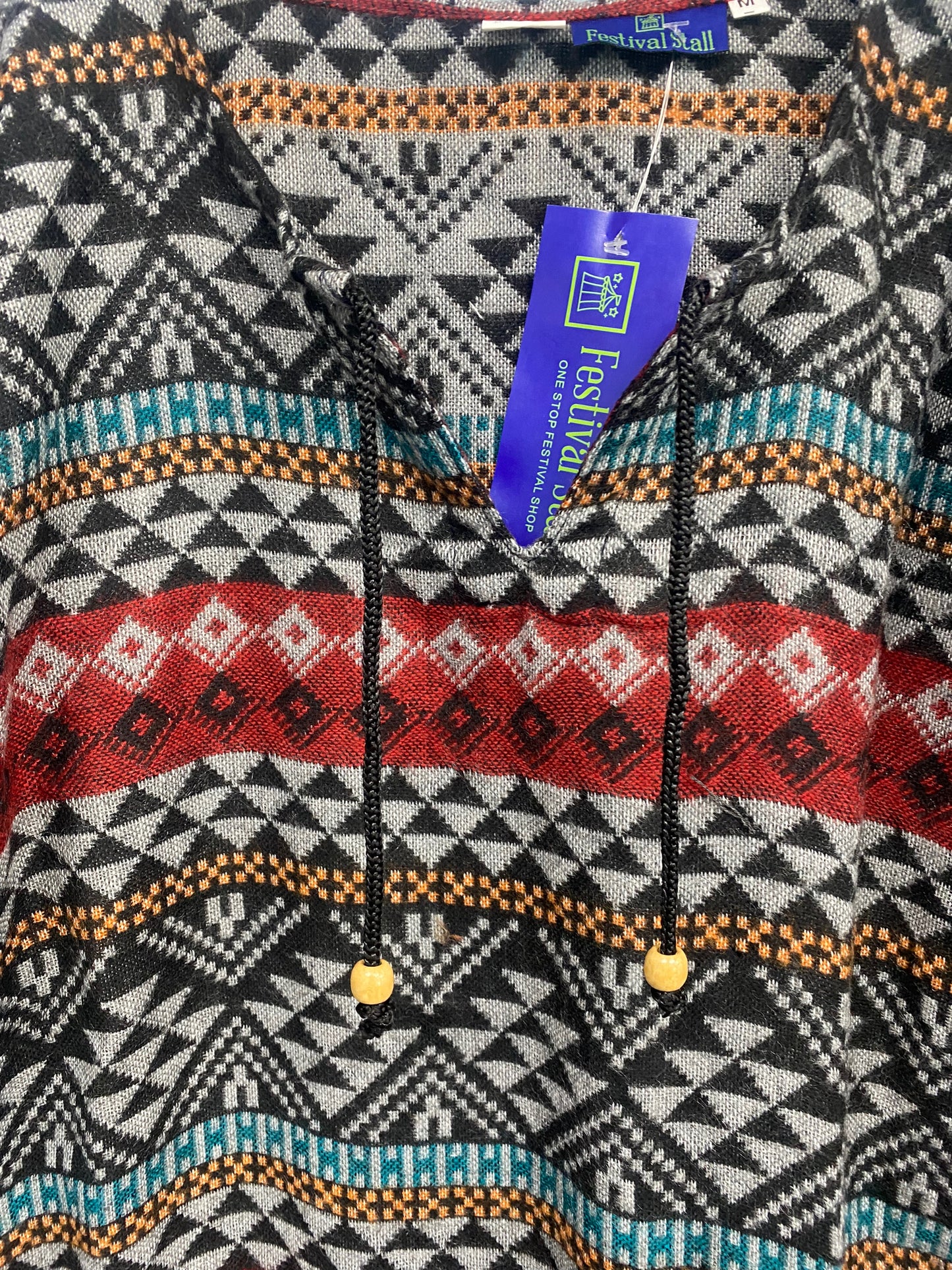 TUNIC Boho hippie JUMPER PULLOVER SWEATER BLUE winter warm tassel top UK 8 - 14