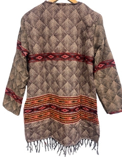 Festival Stall LTD Boho festival Clothing TUNIC Boho hippie Jumper Pullover BROWN top winter warm tassel top UK 8 - 14