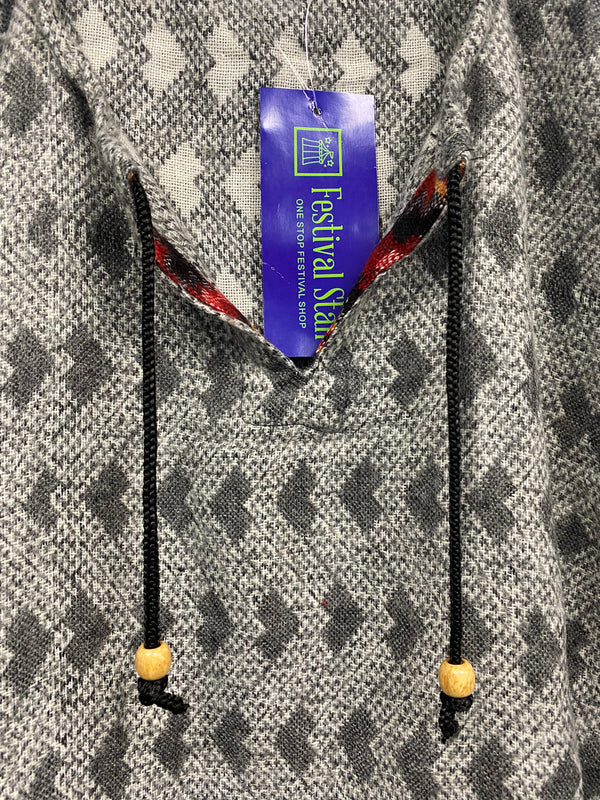 Festival Stall LTD Boho festival Clothing TUNIC JUMPER PULLOVER SWEATER Boho hippy GREY winter warm tassel top UK 12 14