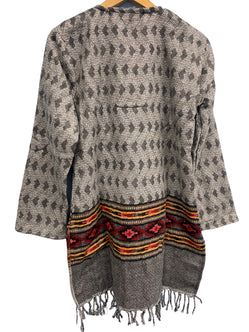 Festival Stall LTD Boho festival Clothing TUNIC JUMPER PULLOVER SWEATER Boho hippy GREY winter warm tassel top UK 12 14
