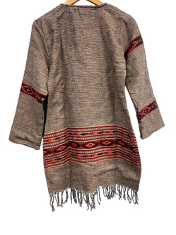 Festival Stall LTD Boho festival Clothing Grey Brown TUNIC JUMPER PULLOVER SWEATER Boho Hippy, winter warm tassel Top UK 8 - 10