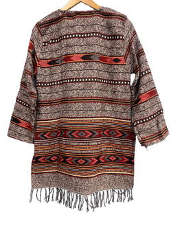 Festival Stall LTD Boho festival Clothing TUNIC JUMPER PULLOVER SWEATER Boho hippy BROWN winter warm tassel top UK 12 14