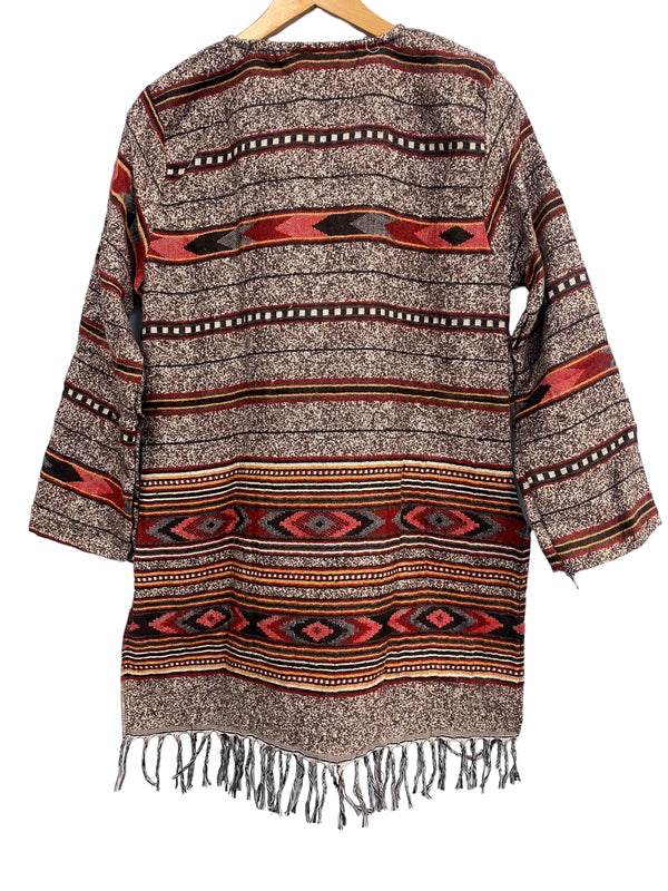 Festival Stall LTD Boho festival Clothing TUNIC JUMPER PULLOVER SWEATER Boho hippy BROWN winter warm tassel top UK 12 14