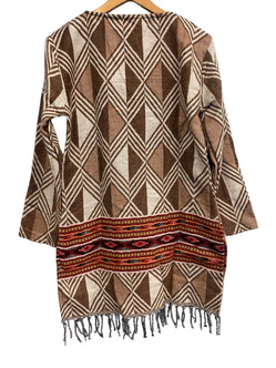 Festival Stall LTD Boho festival Clothing Brown TUNIC JUMPER PULLOVER SWEATER Boho Hippy, winter warm tassel Top UK 8 - 10