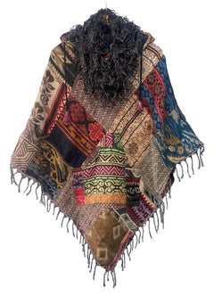 Festival Stall LTD Boho festival Clothing Scarf Wrap BLACK Boho hippy goth Funky shaggy tassel knit pashmina gift present