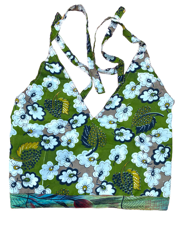 GREEN Crop Top sexy Boho Hippy Festival pretty summer sun vest A B cup UK 8 10 12