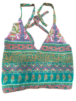 Festival Stall LTD Boho festival Clothing GREEN Crop Top sexy Boho Hippy Festival pretty summer sun vest A B cup UK 8 10 12